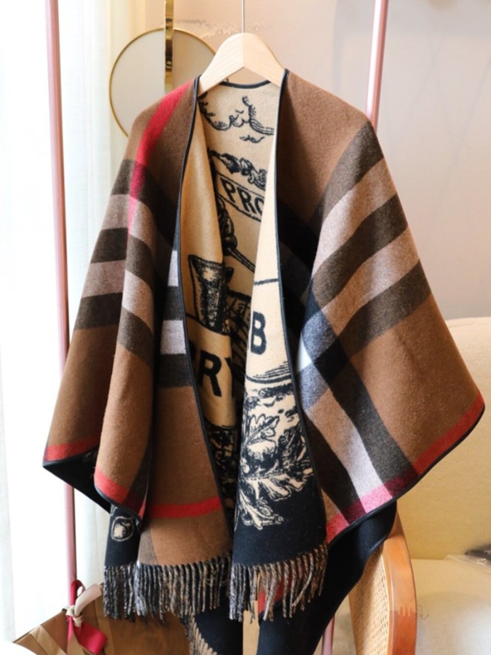 Burberry Knight Print Reversible Cape Shawl - Picture 2 of 9